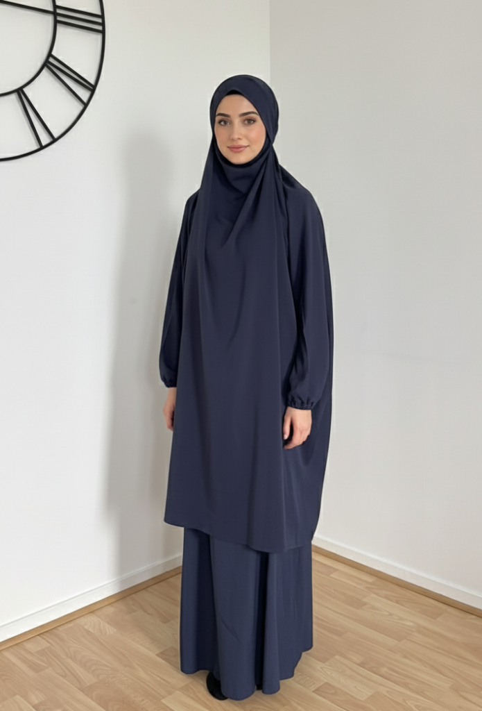 Ensemble Khimar/Jilbeb Long avec Jupe – Tenue de Prière