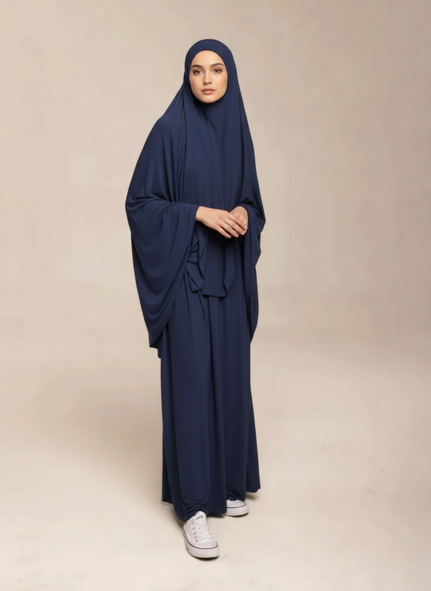 Jilbab Premium Femme – Ensemble en Jersey - Bleu marine
