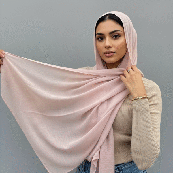 Hijab Mousseline Lin de Coton – Rose poudrée