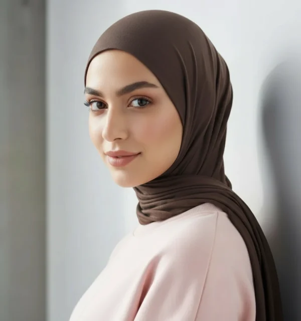 Hijab en jersey modal marron, vendu sur Anaaz