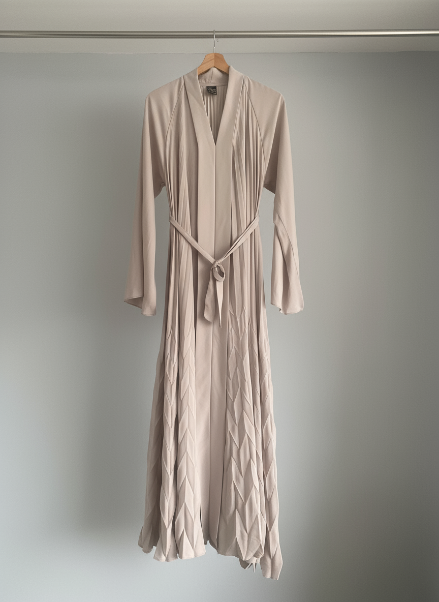 Robe Longue Plissee Elegante Ceinture A Nouer 3