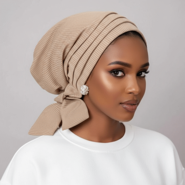 Turban Femme Cotele Avec Longues Bandes A Nouer Rose