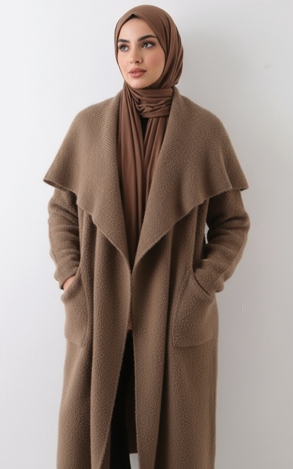 Cardigan long femme en maille tricotée