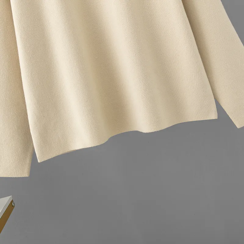 Ensemble tricoté femme en fibre de viscose – Pull ample à manches longues et pantalon droit