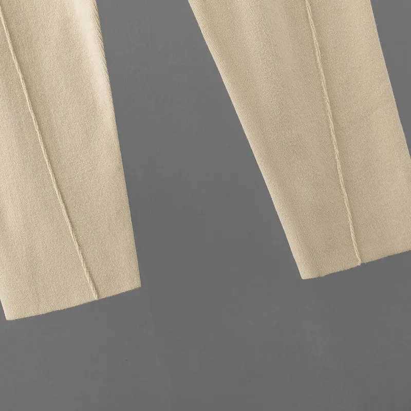 Ensemble tricoté femme en fibre de viscose – Pull ample à manches longues et pantalon droit