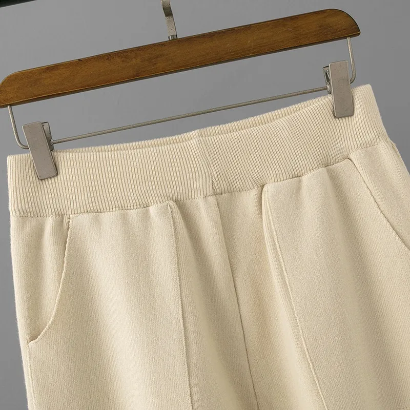 Ensemble tricoté femme en fibre de viscose – Pull ample à manches longues et pantalon droit