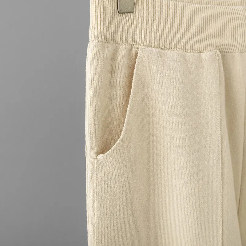 Ensemble tricoté femme en fibre de viscose – Pull ample à manches longues et pantalon droit