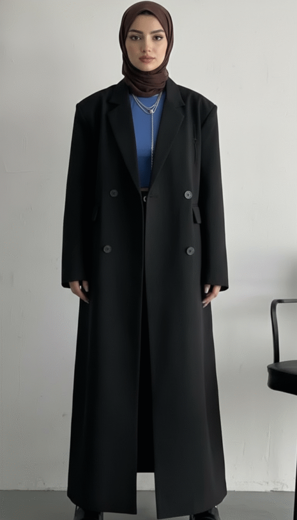 Manteau long femme style trench - Noir, XL