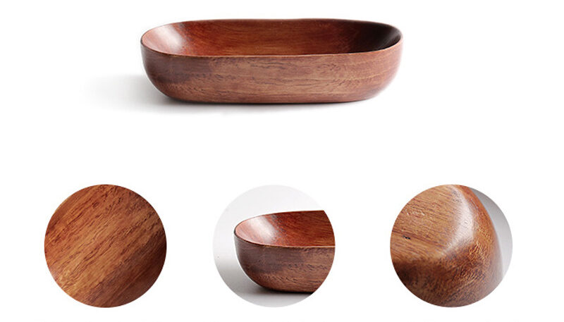 Petit Plateau Ovale en Bois – Style Japonais Minimaliste