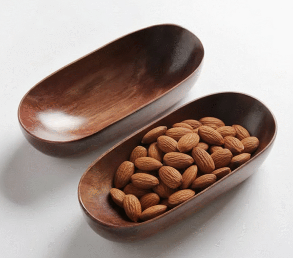 Petit Plateau Ovale en Bois – Style Japonais Minimaliste