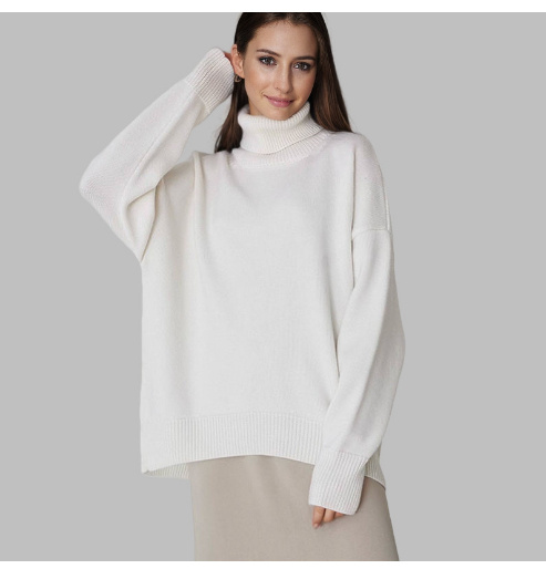Pull col roulé – Coupe ample - Blanc