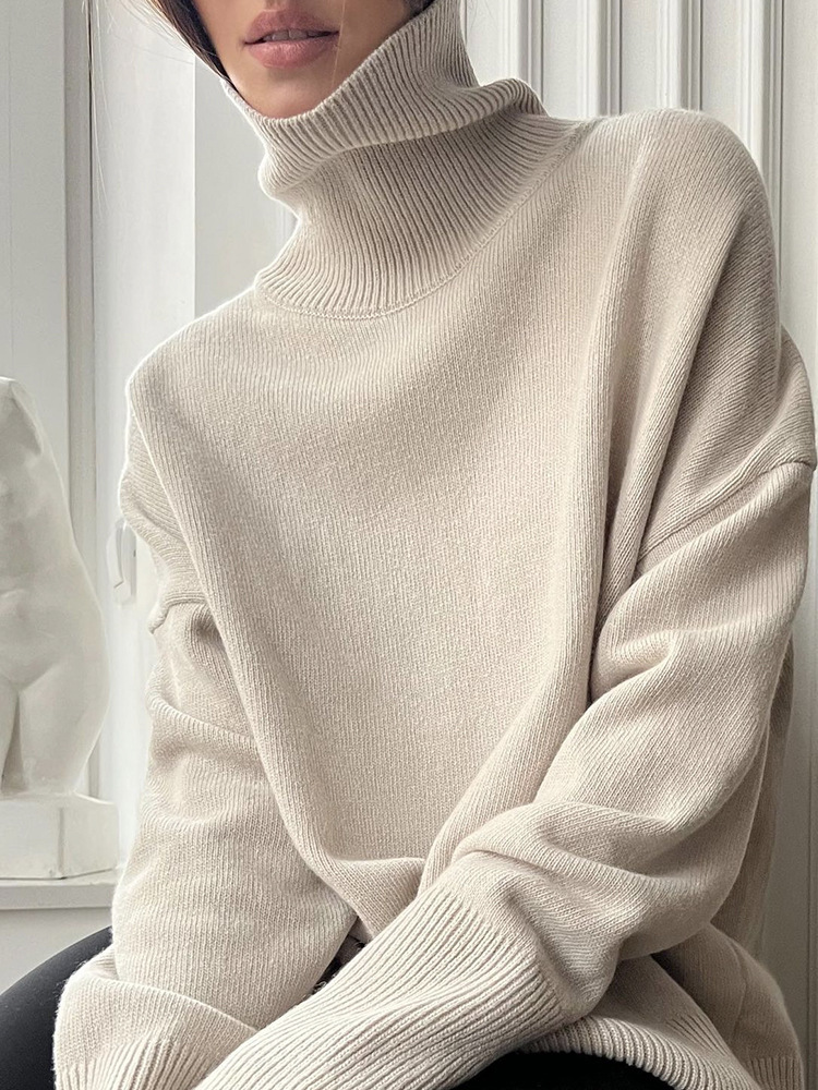 Pull col roulé – Coupe ample - Crème