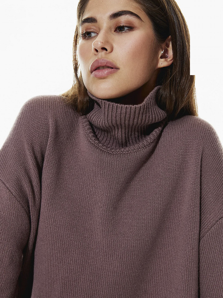 Pull col roulé – Coupe ample - Marron
