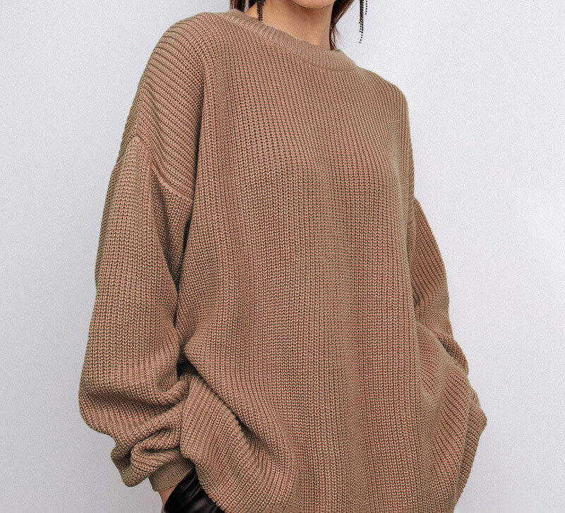 Pull en maille oversize pour femme – col rond, coupe ample