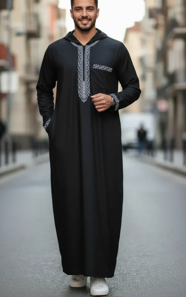 Qamis homme avec broderie et capuche