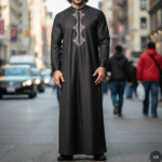 Qamis Noir Pour Homme 3