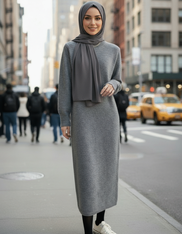 Robe pull longue tricotée pour femme