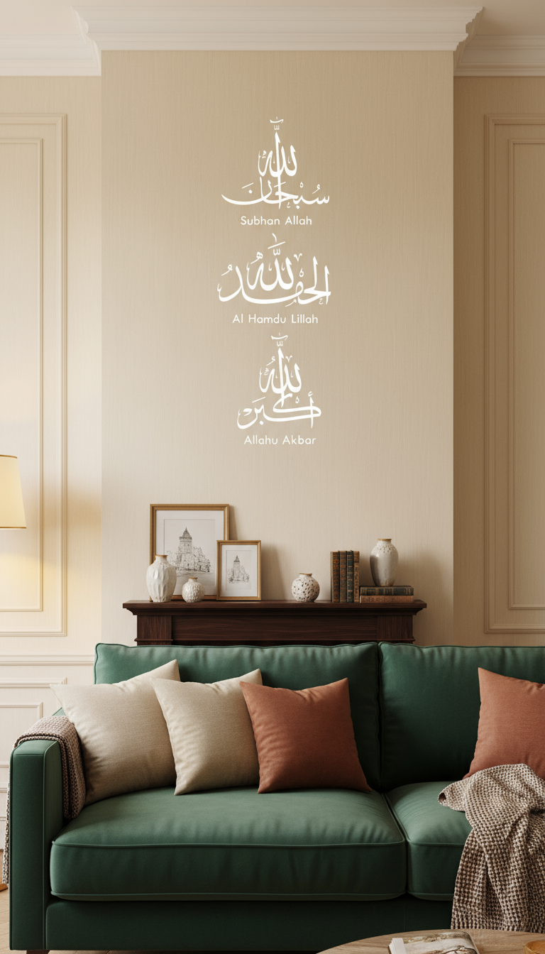 Stickers muraux islamiques – Subhan Allah, Al Hamdu Lillah, Allahu Akba