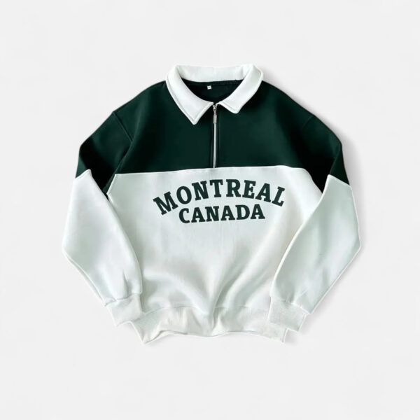 Sweat à col montant “Montreal Canada” – Pull unisexe en polyester, style décontracté