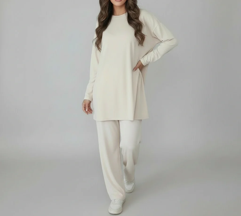 Tenue de sport Femme Voilée - Qualité supérieure - Couleur Beige Crème