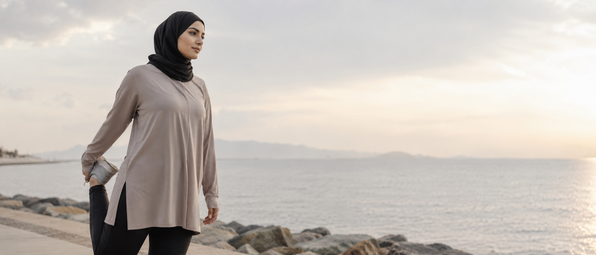 Haut de sport femme voilée : long et ample