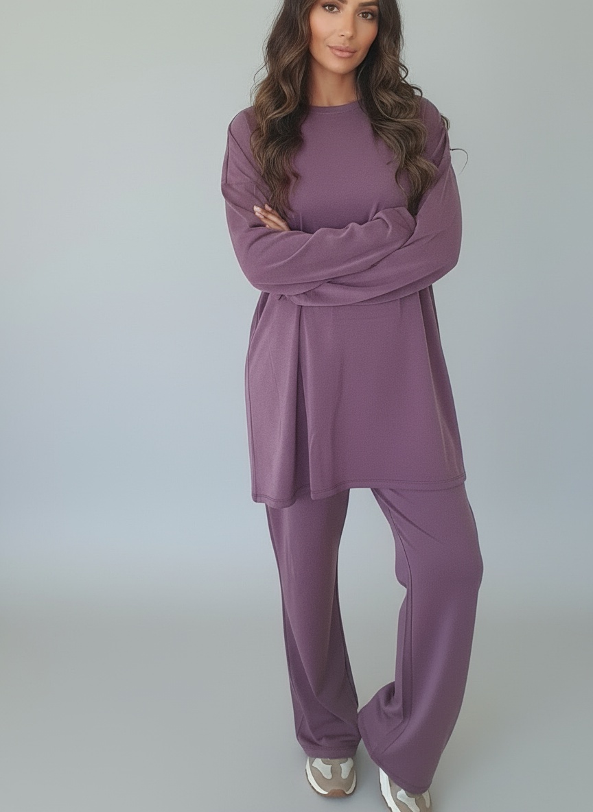 Haut Modeste Ample et Extensible - Sport, Yoga & Quotidien - Couleur mauve