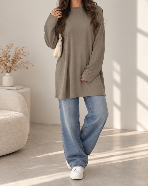 Haut Modeste Ample et Extensible - Sport, Yoga & Quotidien - Couleur taupe