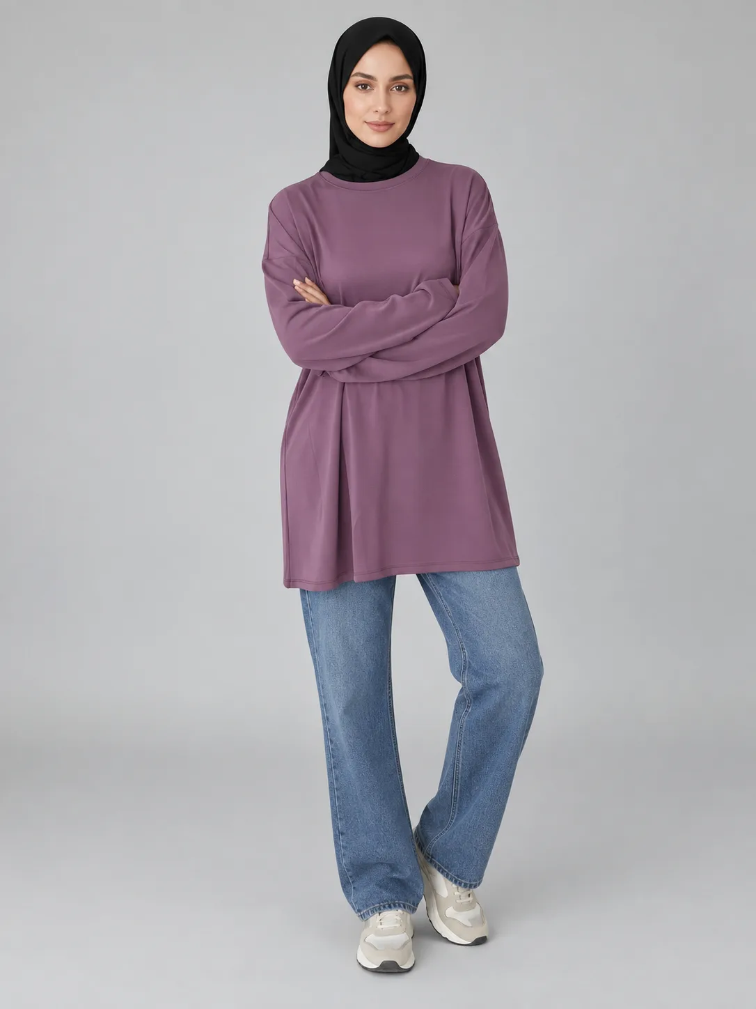 Haut Modeste Ample et Extensible - Sport, Yoga & Quotidien - Couleur mauve